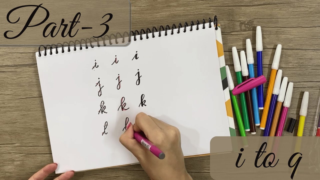 Calligraphy with normal pen 2020 part 3| Faux calligraphy for beginners| lowercase letter i to q