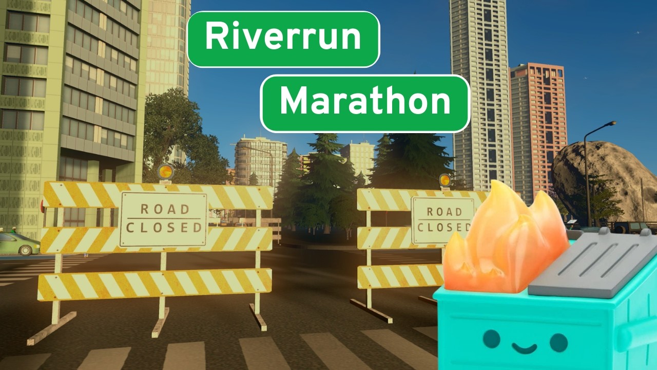 Riverrun Marathon - First Person City Tour - Race Day DLC - Cities Skylines Remastered