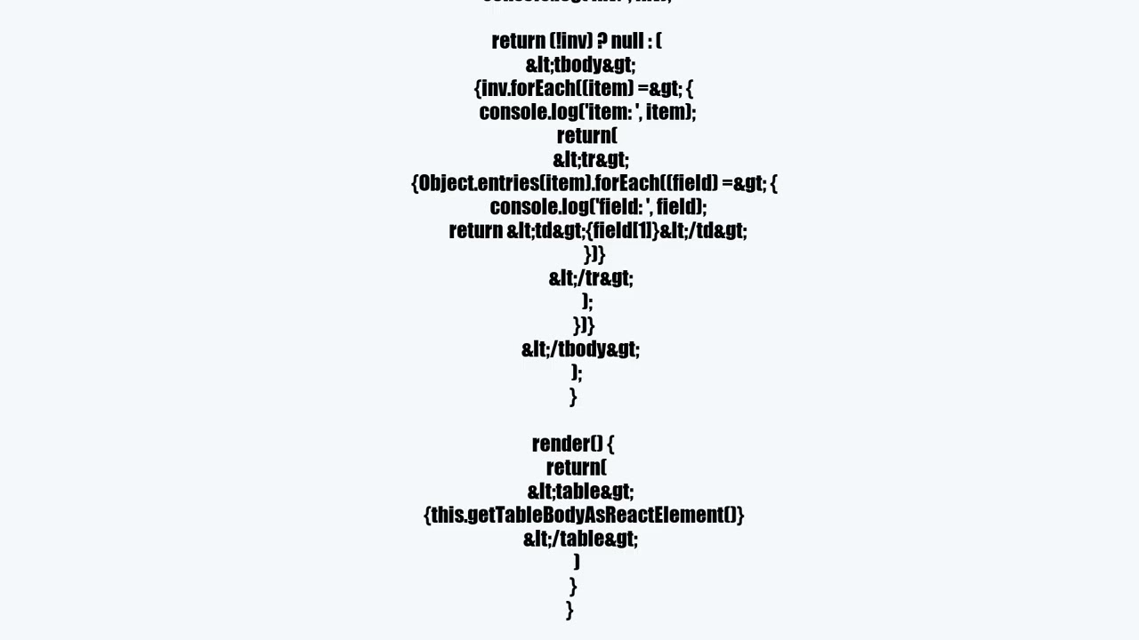 How do you create a table from a list of objects using React?