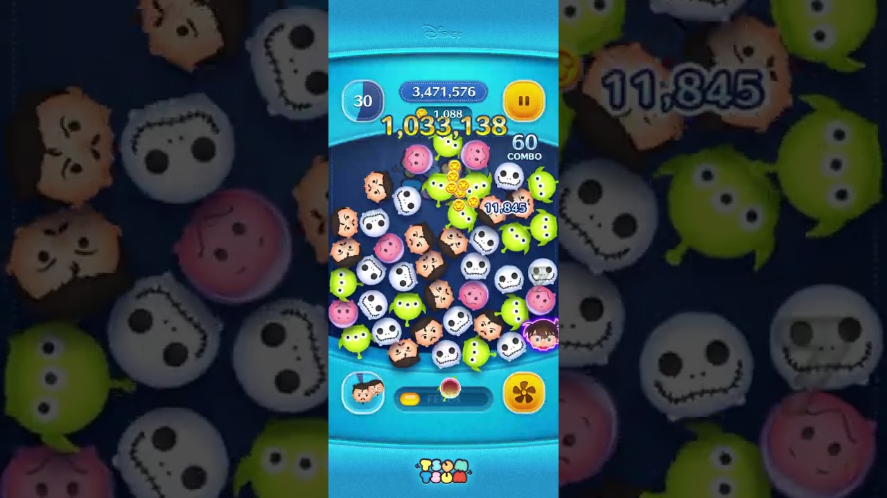 ツムツムスキル3毛利小五郎 スコア稼ぎレベル34コイン2621 スコア9.514.802