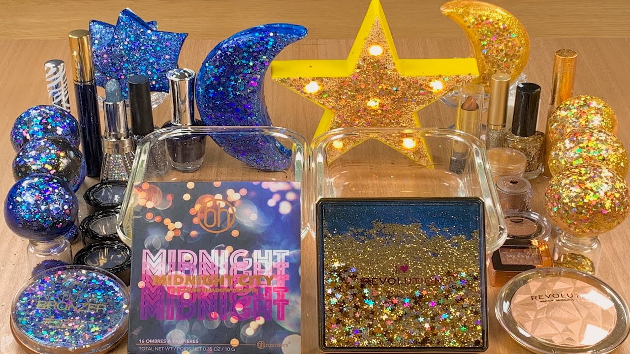 Moon VS Stars w CLAY★Mixing Makeup Eyeshadow Glitter into SLIME★ASMR★Satisfying Slime Video#041