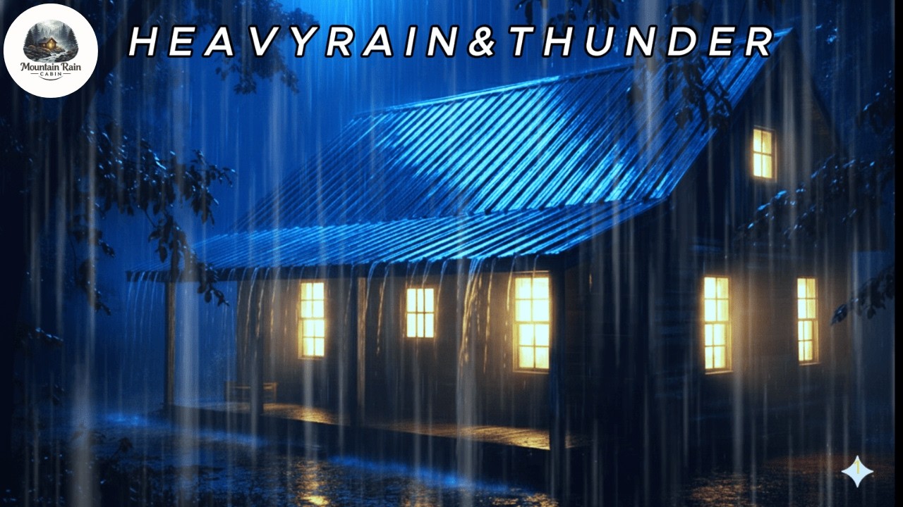 Heavy Rain & Thunder in Forest Cabin  Cozy Night