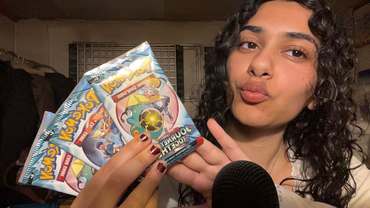 asmr pokémon cards unpakcing!!! 💛❤️