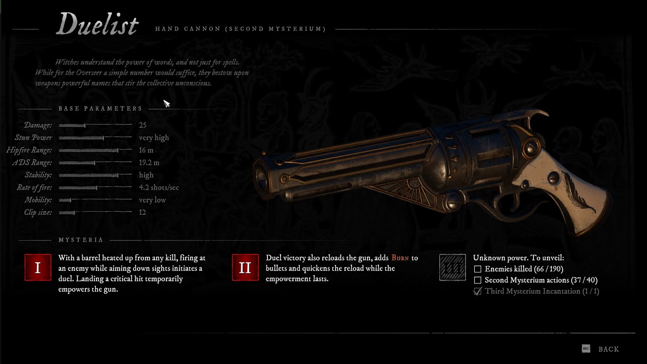 Witchfire Duelist gun, how to unlock second Mysterium