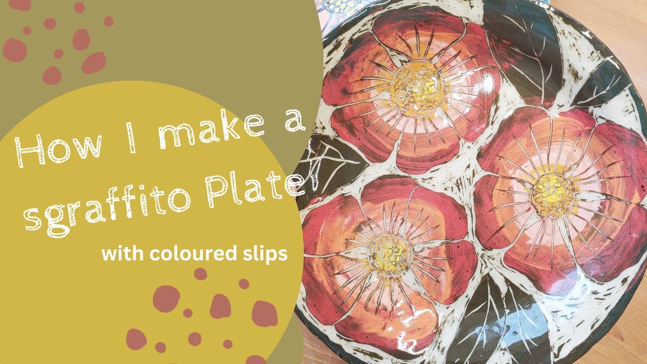 Sgraffito plate with flowers tutorial
