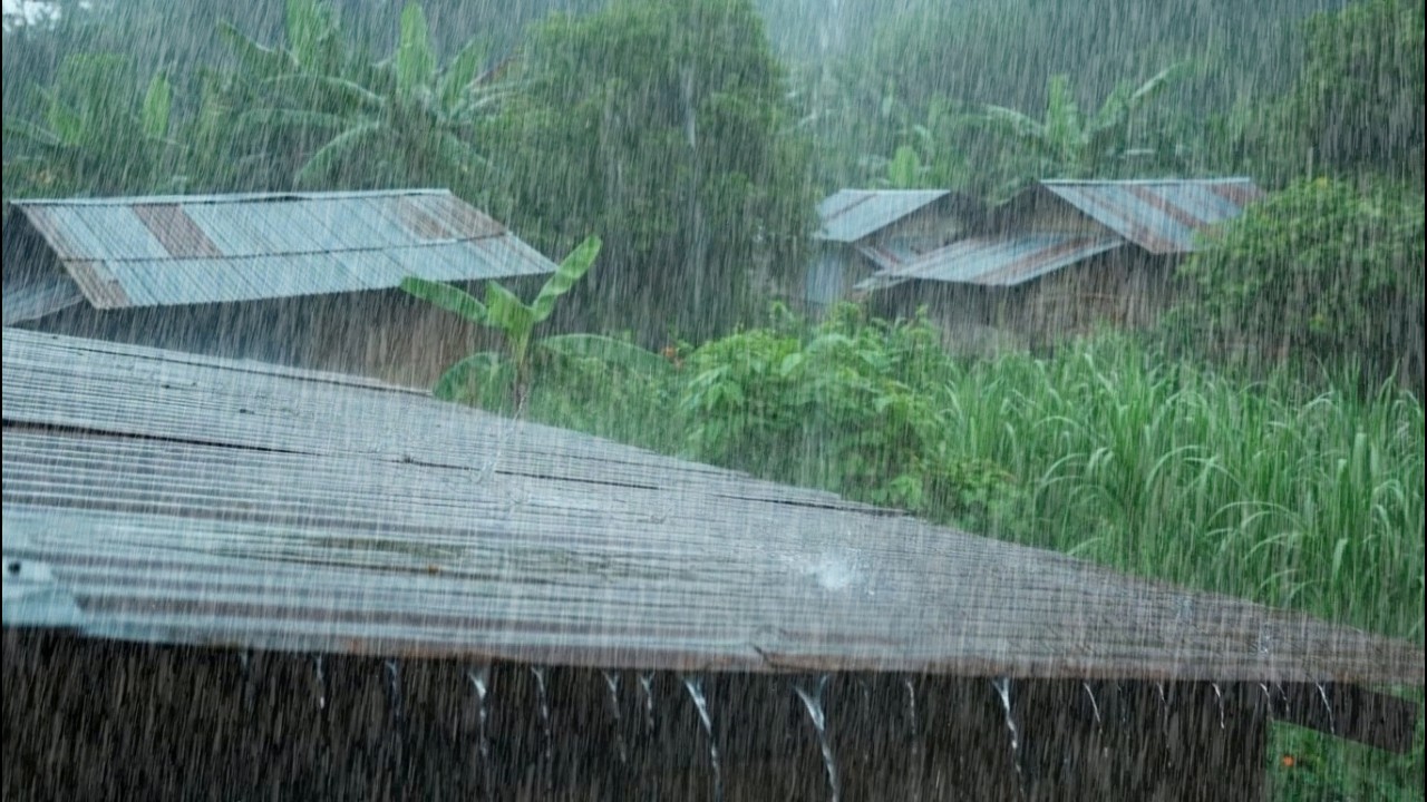 Heavy Rain Sound on a Tin Roof and Thunder, Sleep, Relax, Calm