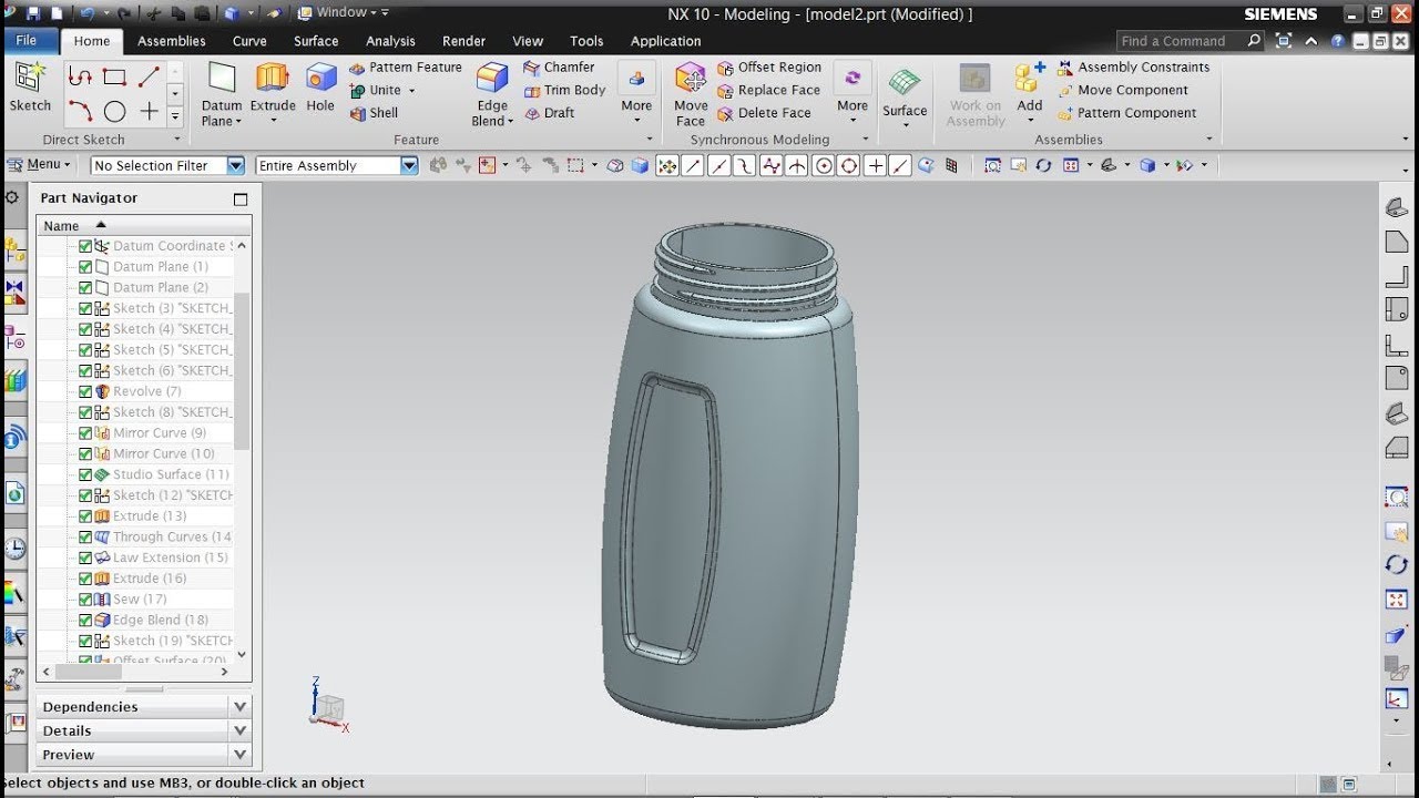 Siemens NX Bottle and Helix Thread