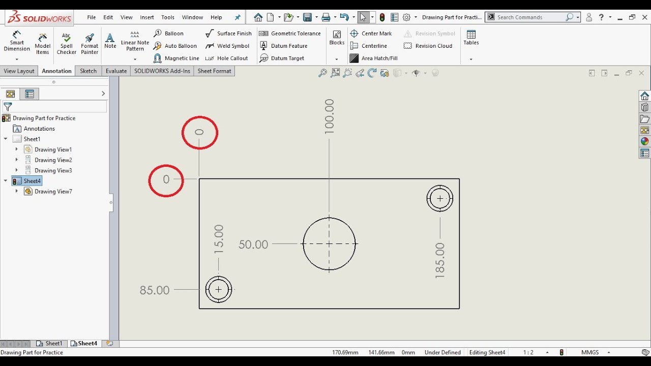 How to add Ordinate Dimensions in SolidWorks Drawings