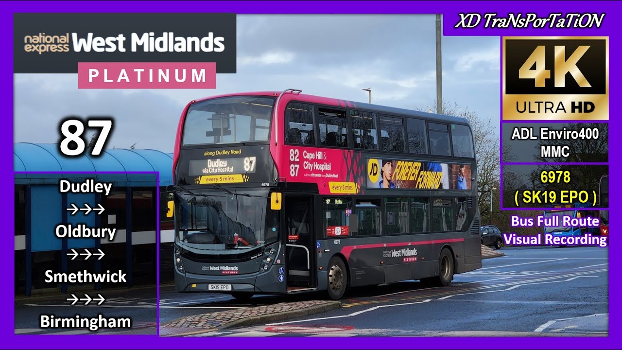 [National Express West Midlands] 87 ~ Dudley Bus Station ➝ Birmingham, Colmore Row【4K UW】