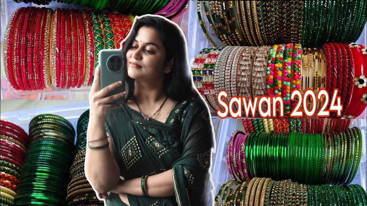 Sawan green bangle collection| my bangle collection of 24💚