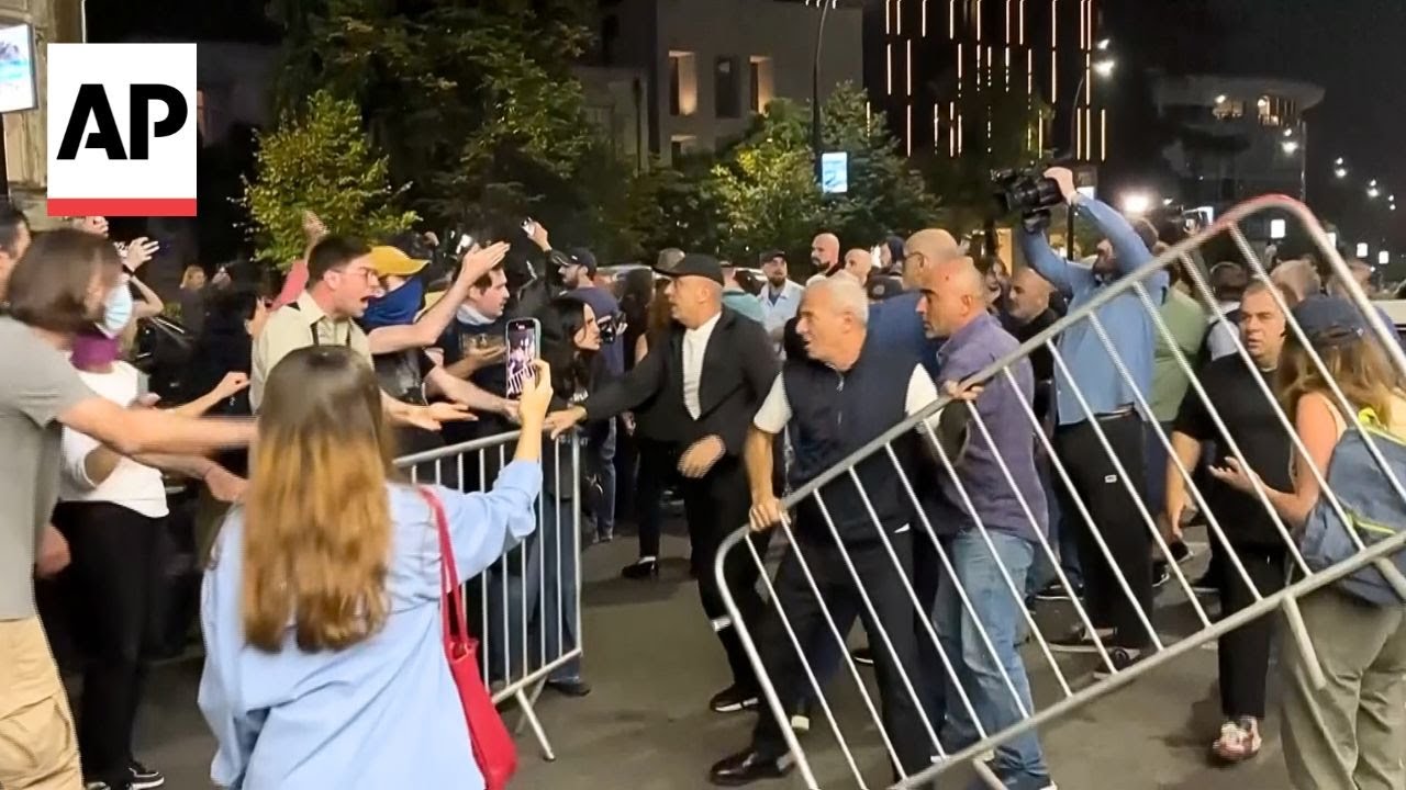 Georgian Dream party supporters attack opposition rally in Tbilisi