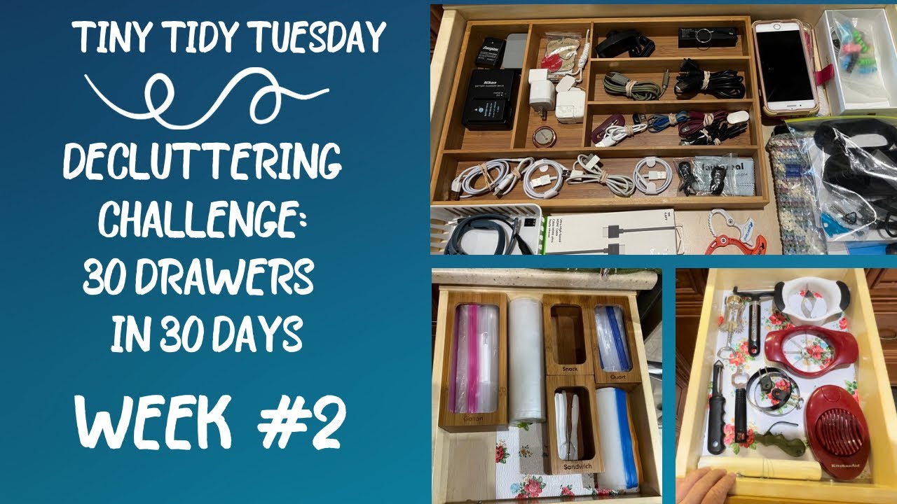 30 DRAWERS IN 30 DAYS DECLUTTERING CHALLENGE | Kitchen: Days 4-9 ✅✅✅ | Tiny Tidy Tuesday 💜
