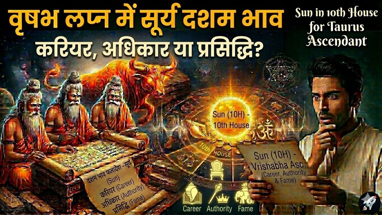 वृषभ लग्न में सूर्य दशम भाव | Sun in 10th House for Taurus Ascendant | Career, Authority & Fame