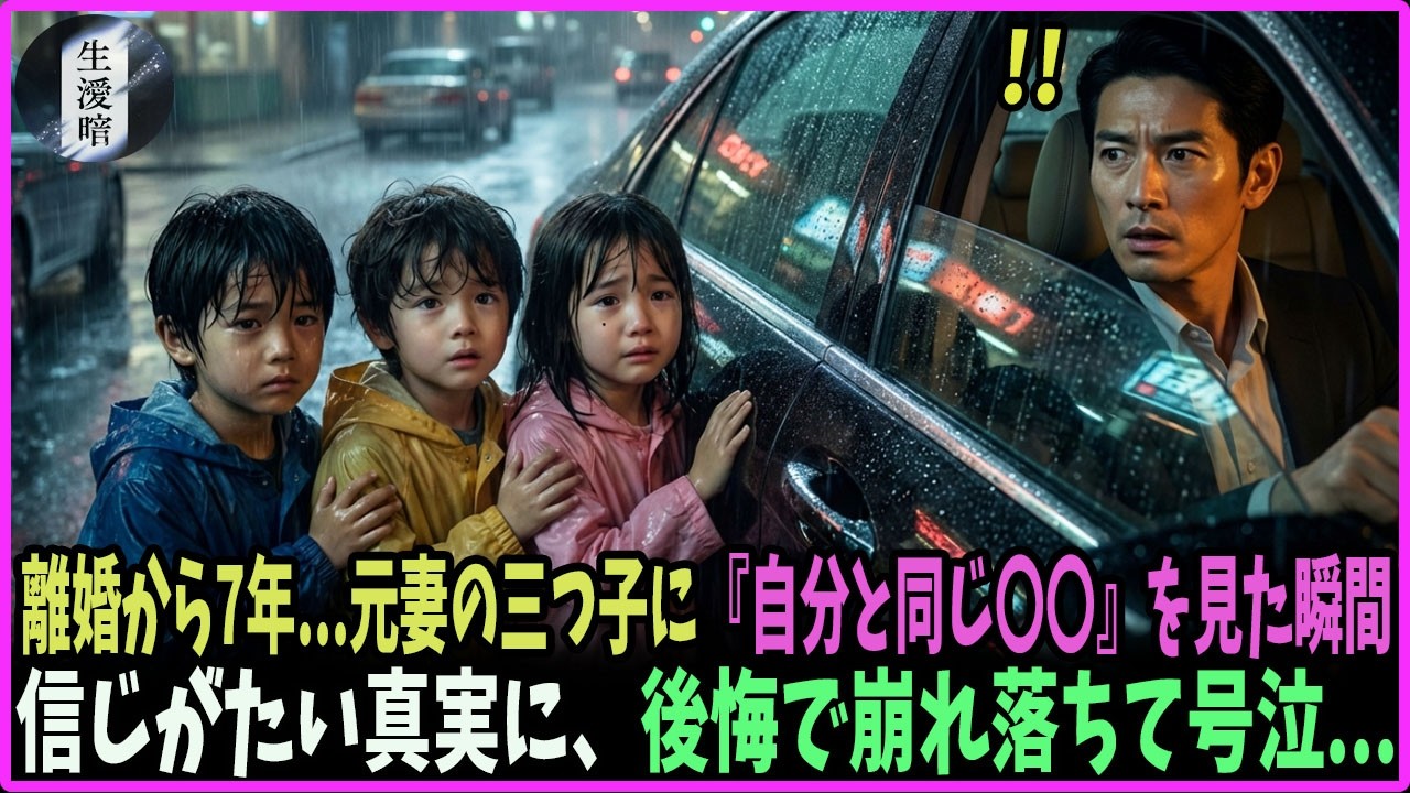 「浮気妻」と信じて捨てた大富豪。7年後、雨の中で震える三つ子の『左目のほくろ』を見た瞬間、後悔で膝から崩れ落ちた…【感動する話】