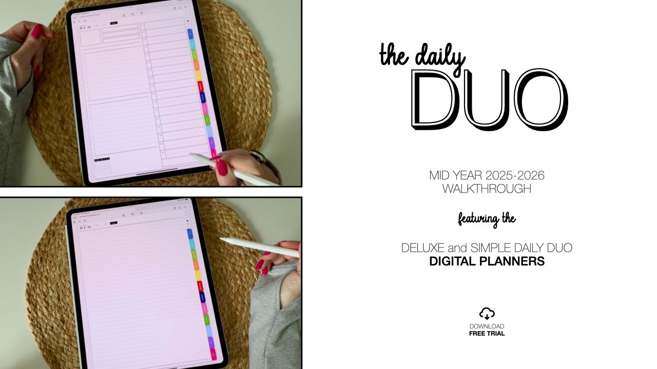 2025-2026 Mid Year Deluxe and Simple Daily Duo Digital Planners WALKTHROUGH