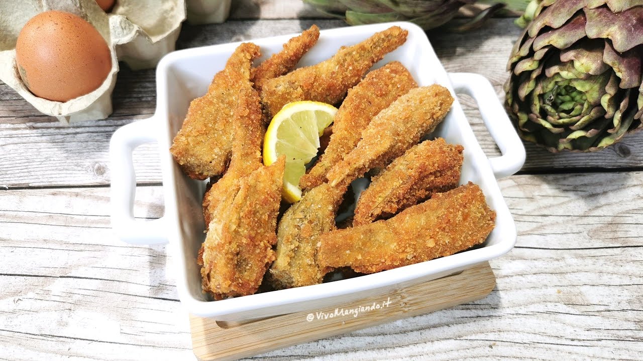 Carciofi impanati e fritti, croccanti e teneri dentro