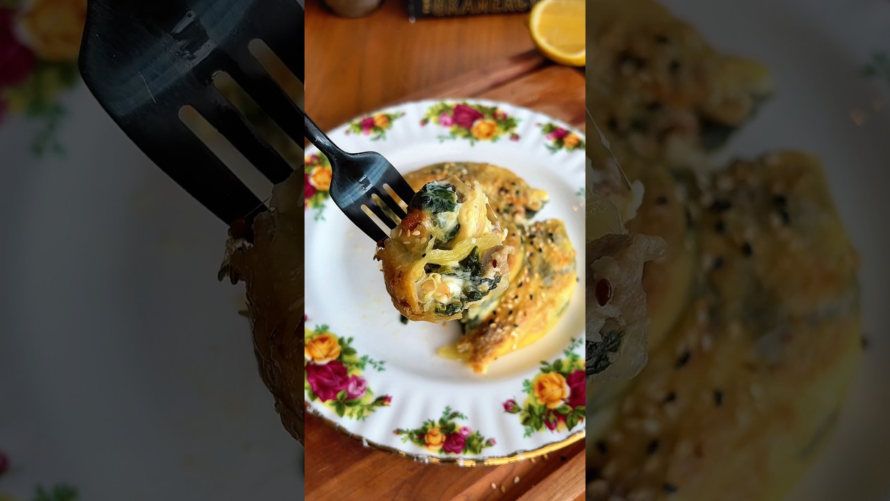 Crispy rice paper spanakopita spiral!