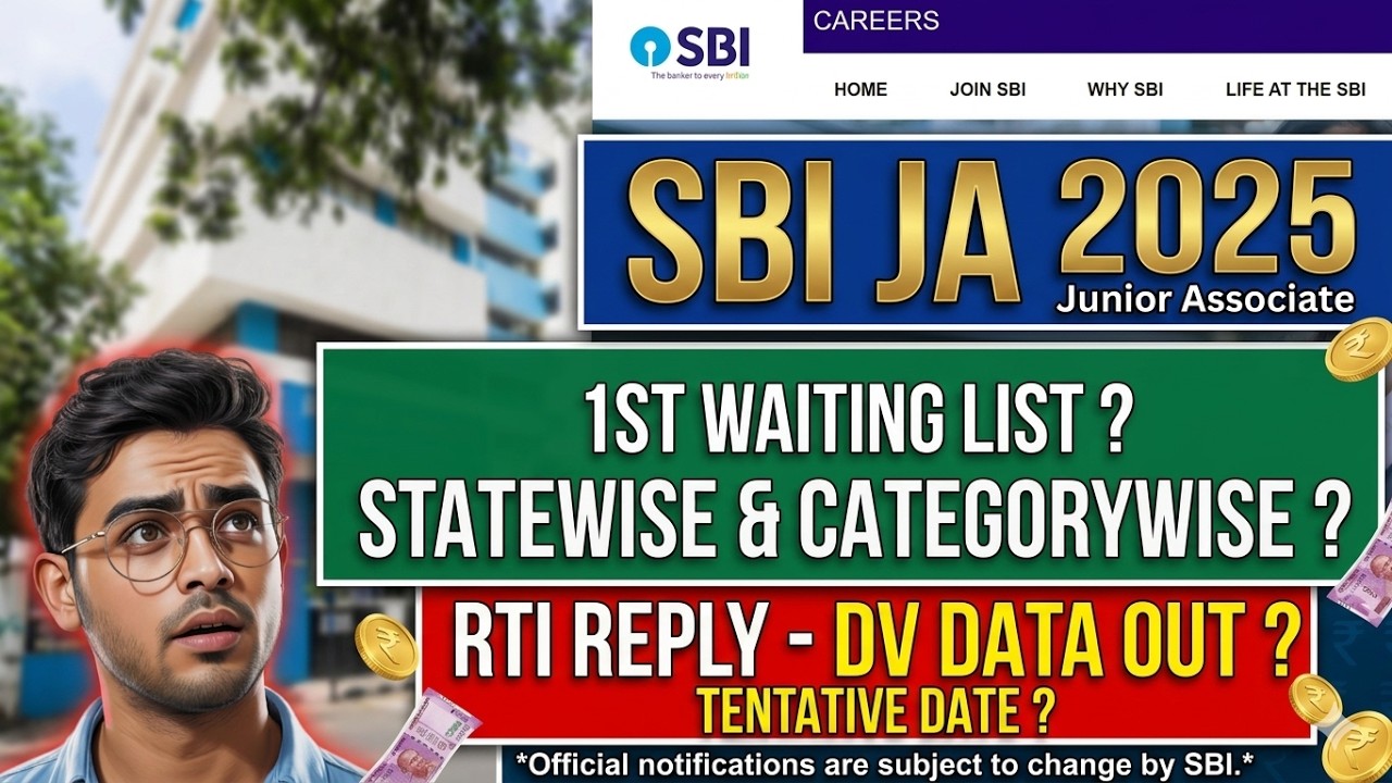 SBI JA 2025 🔥 SBI Clerk 1st Waiting List? 😱 RTI Reply, DV Data & Tentative Date Explained 🚨