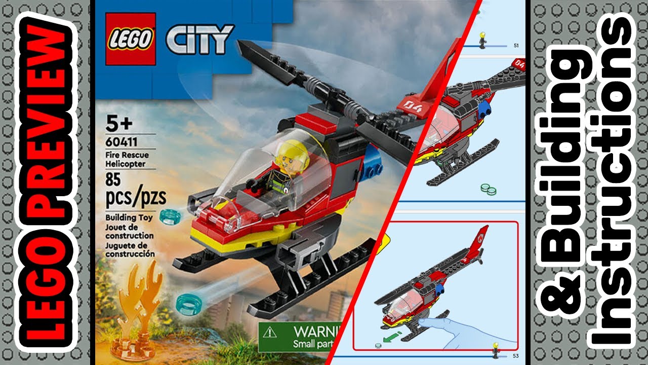 PREVIEW: 60411, LEGO City, Fire Rescue Helicopter​ & Building Instructions! LEGO 2024