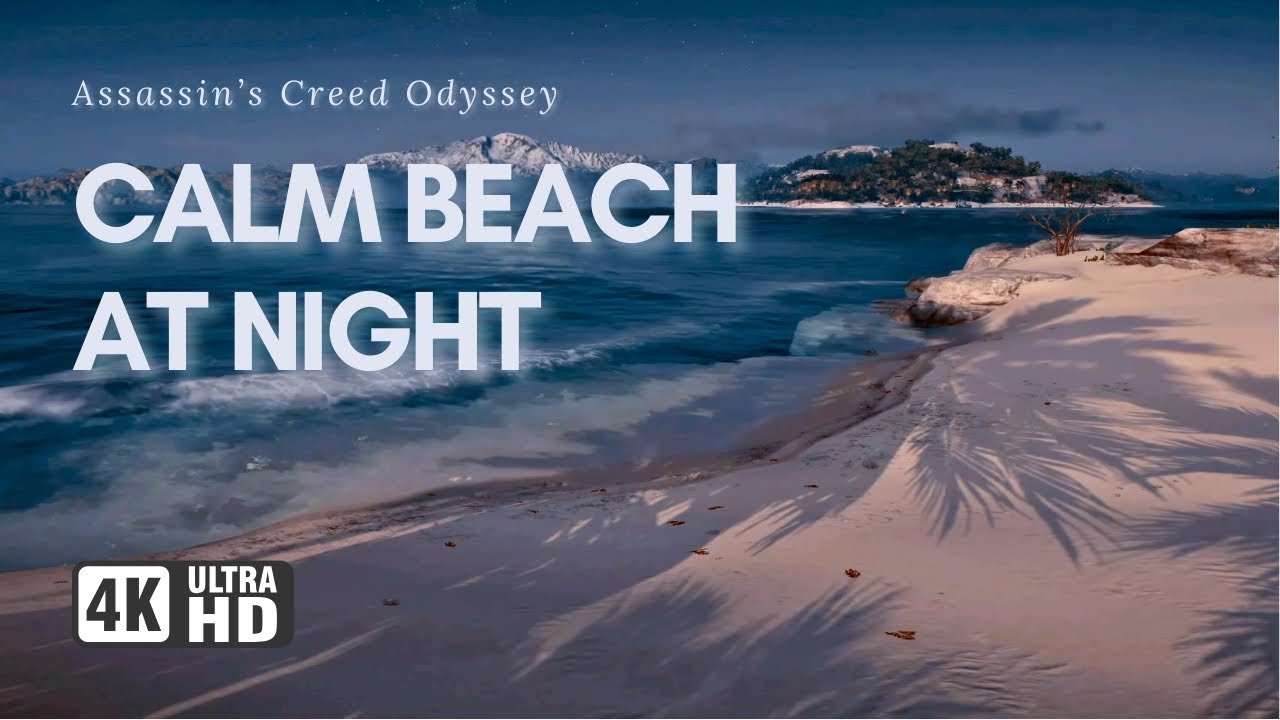 Assassin's Creed Odyssey Night Ambience | Relaxing Beach by the Aegean Sea | Sleep & Relax
