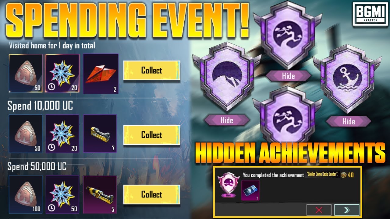 SECRET REVEALED 🤫 4 NEW HIDDEN ACHIEVEMENTS | BGMI SPENDING EVENT | GET 120 POINTS 8xCLASSIC COUPON.