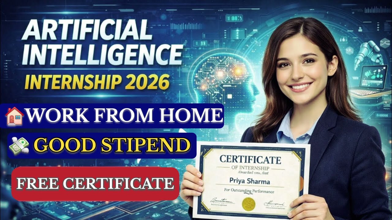 🔴Artifical intelligence internship | Work from Home | Good Stipend + Free Certification | Apply Now
