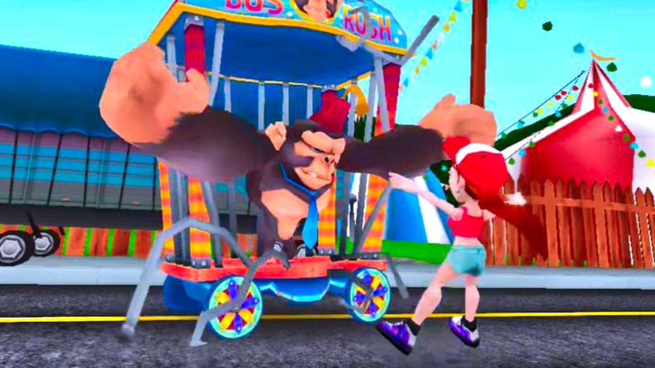 Subway Bus Rush Runner - Monkey Chasing Katie - Endless Run Game Play