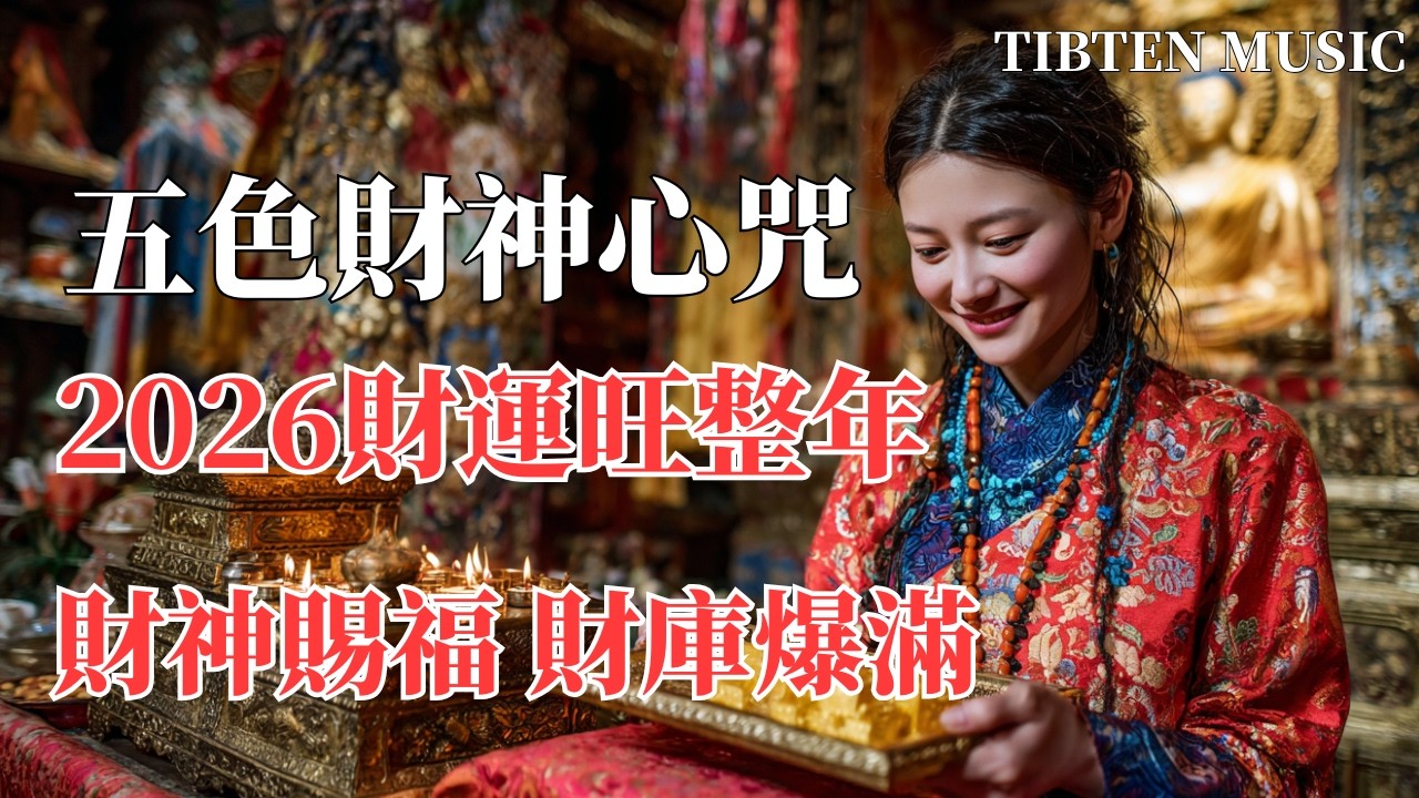 【100%無廣告】西藏梵音療愈  大年初五迎財神！《五色財神心咒》接引五路財神｜2026馬年財運翻倍｜馬上發財 財庫爆滿！2026財運旺整年，招財進寶！ #五色財神 #西藏