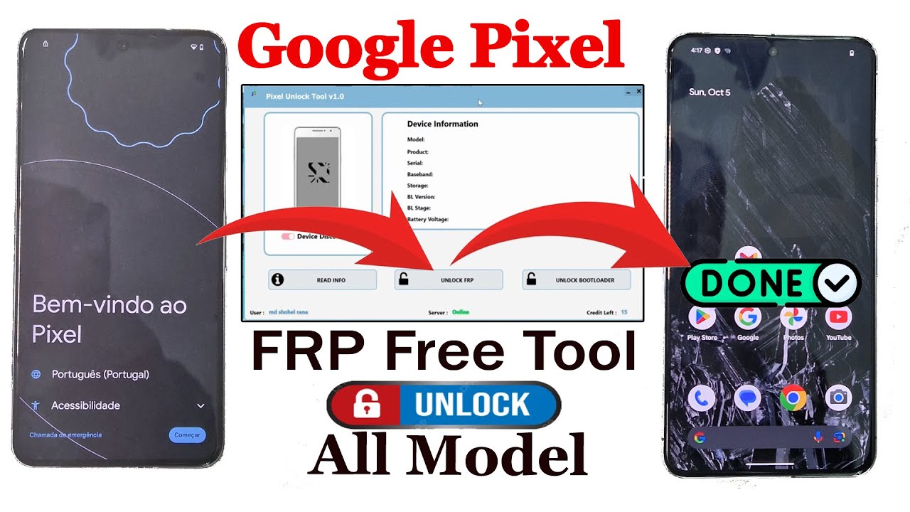 Step by Step Guide Unlock FRP Lock for Google Pixel Android version 15/16 Free tool