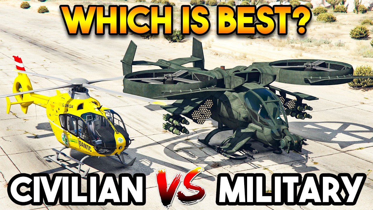 GTA 5 MODS : CIVILIAN HELICOPTER VS MILITARY HELICOPTER (WHICH IS BEST?)
