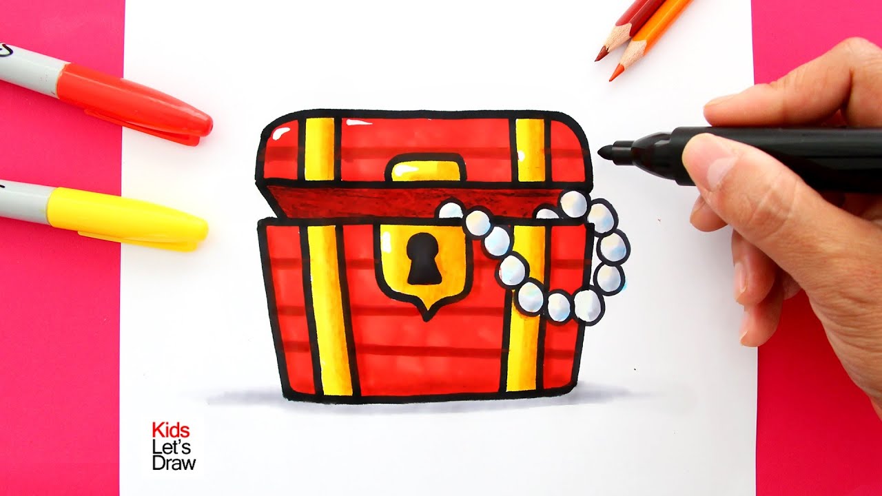 Cómo dibujar un COFRE DEL TESORO | How to draw a Treasure Chest