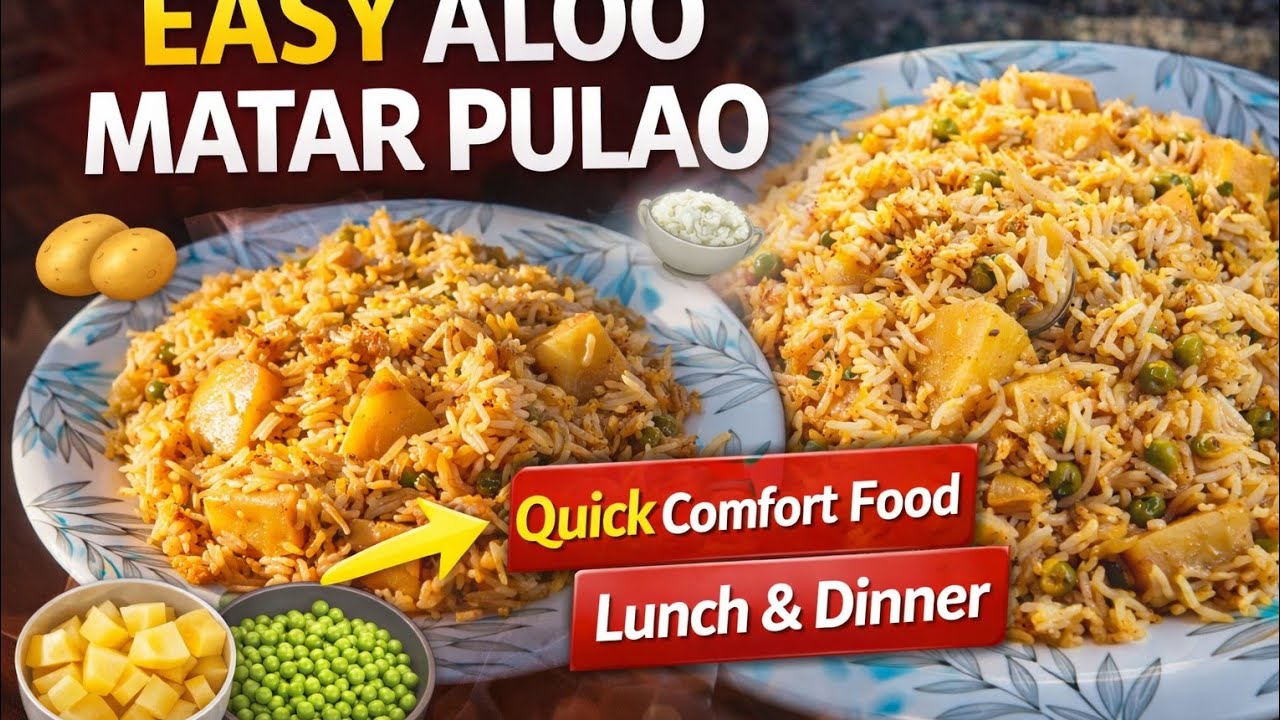 Quick & Tasty Aloo Matar Pulao🥔🍚 | One Pot comfort Veg Rice Meal🍲Budget Friendly Comfort meal🍴🍱