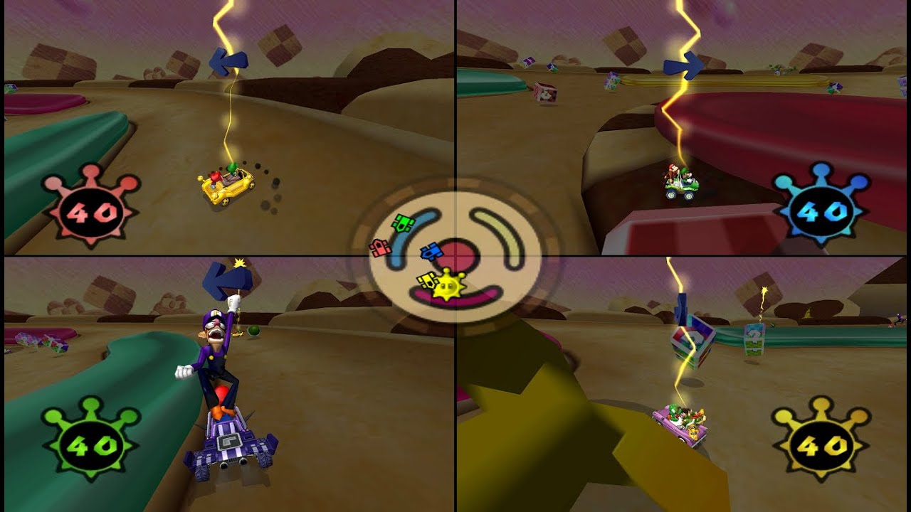Mario Kart Double Dash!!: Shine Thief: Cookie Land 4 player Netplay 60fps