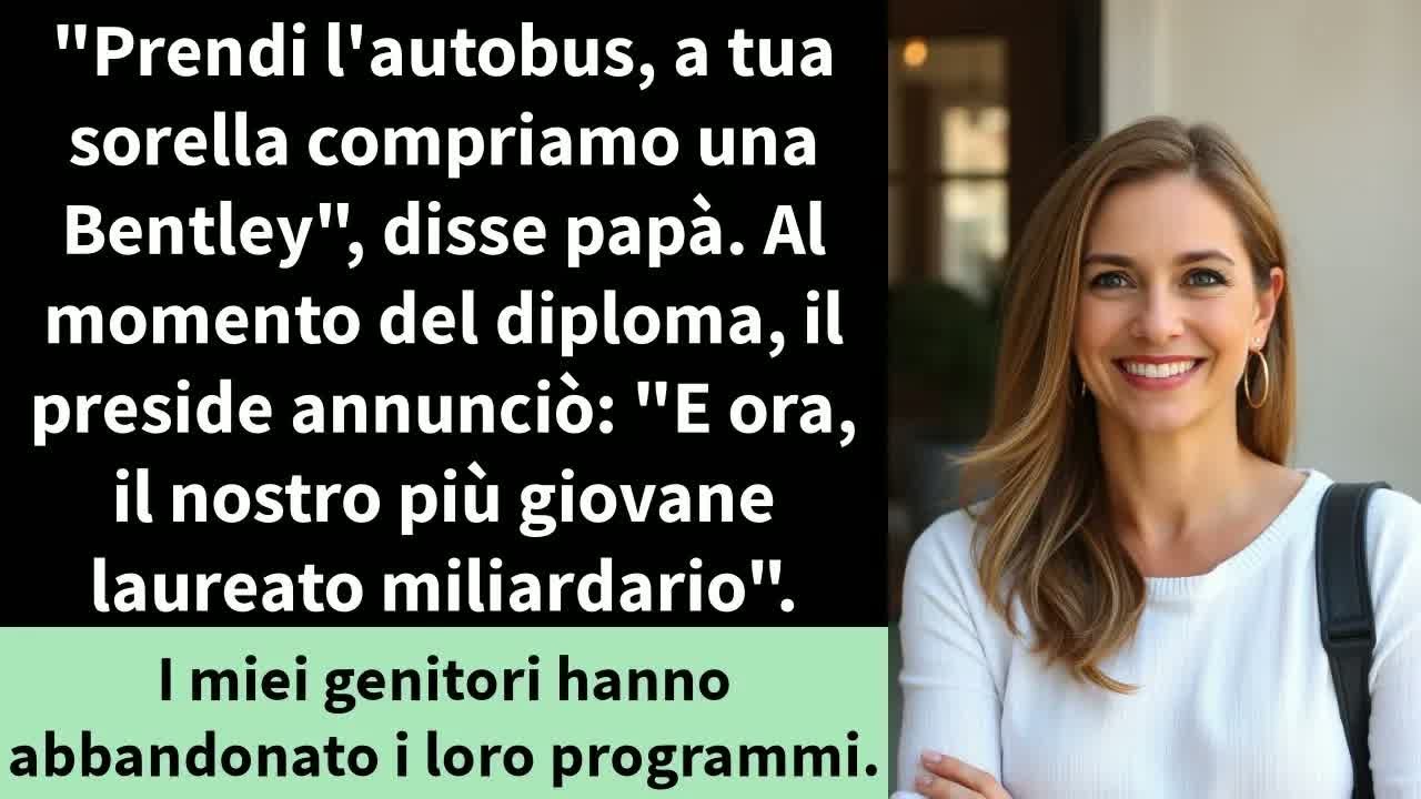 ＂Prendi l'autobus, a tua sorella compriamo una Bentley＂, disse papà. Al momento della laurea,