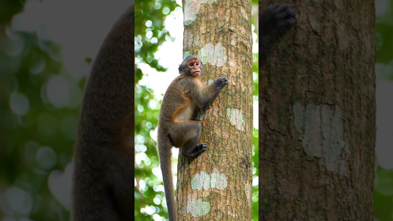 Monkey Climbing On The Tree 🎄 #reels #snake