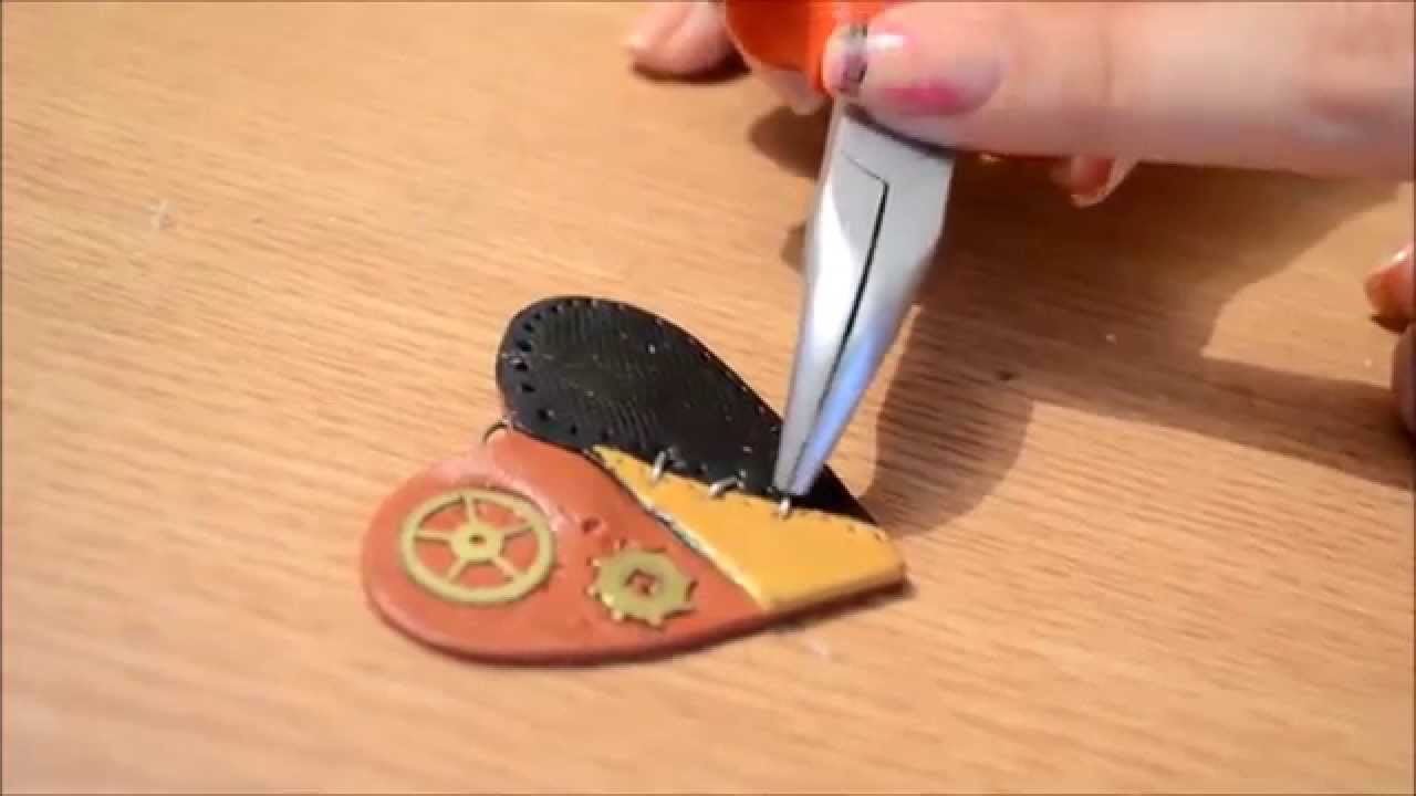 Steampunk heart pendant | Polymer clay tutorial
