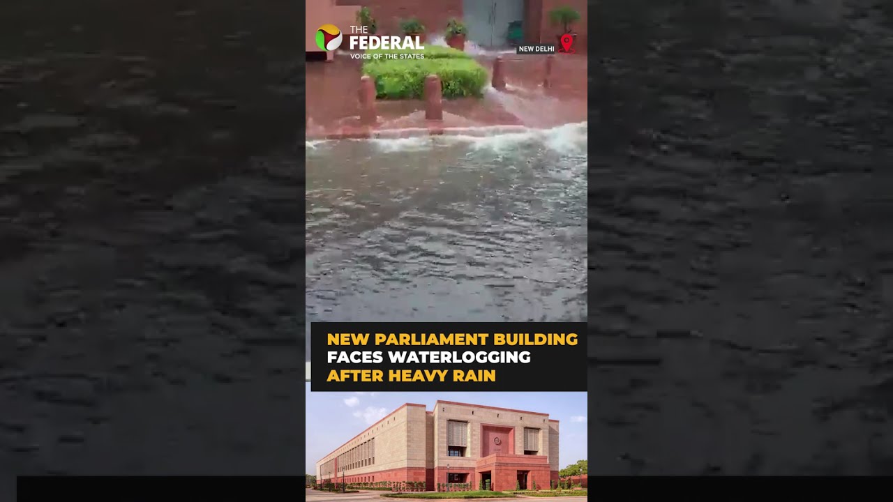 New Parliament building faces waterlogging after heavy rain | #shorts
