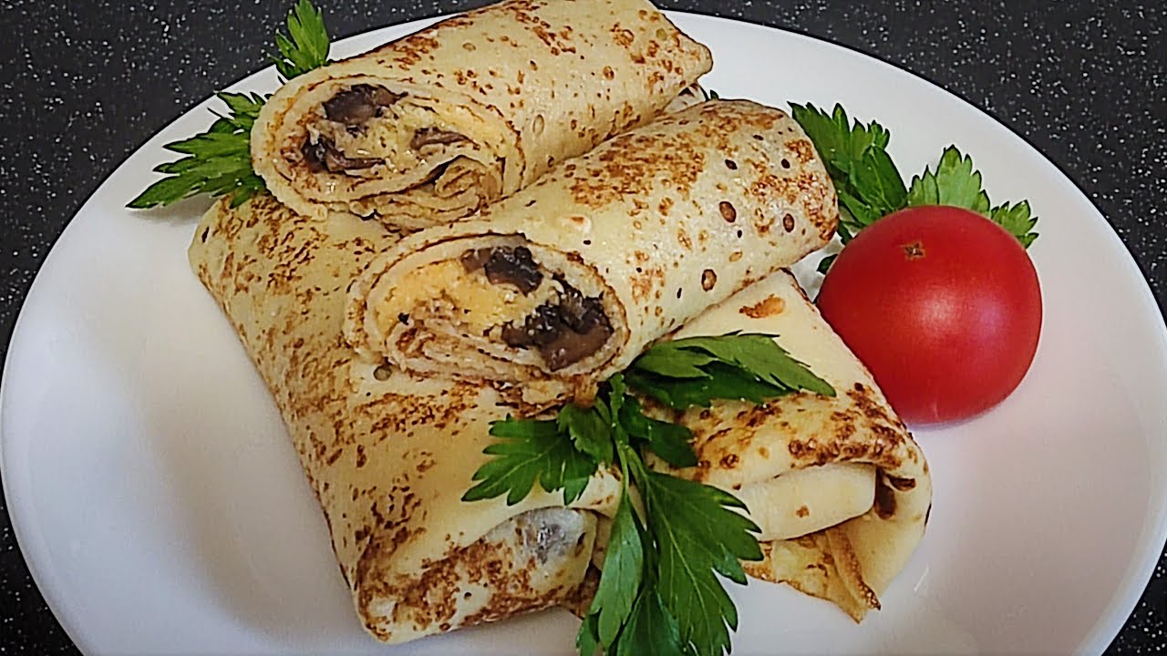 Блинчики с грибами и сыром. Тонкие блинчики с очень вкусной начинкой. Они покорят каждого!!!