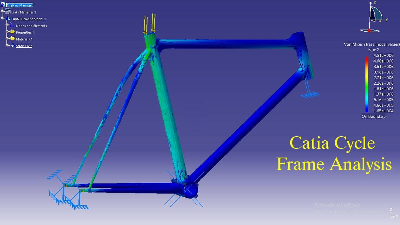 how to do analysis of cycle frame in catia v5 , catia v5 analysis tutorial #catia #analysis #frame