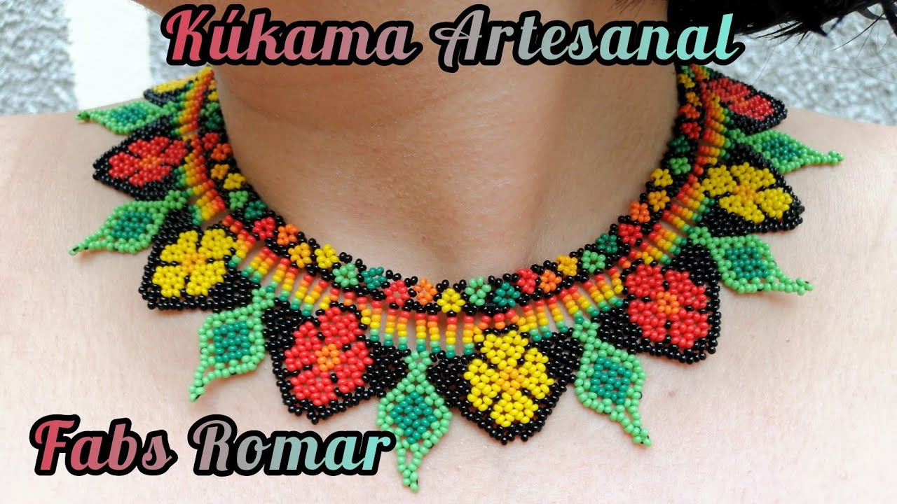 collar de chaquira en flores y hojas 🏵️🍀🌸🍀