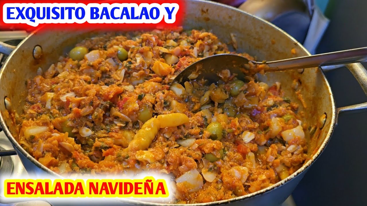Preparando un rico    bacalao y la  ensalada de manzana navideña 