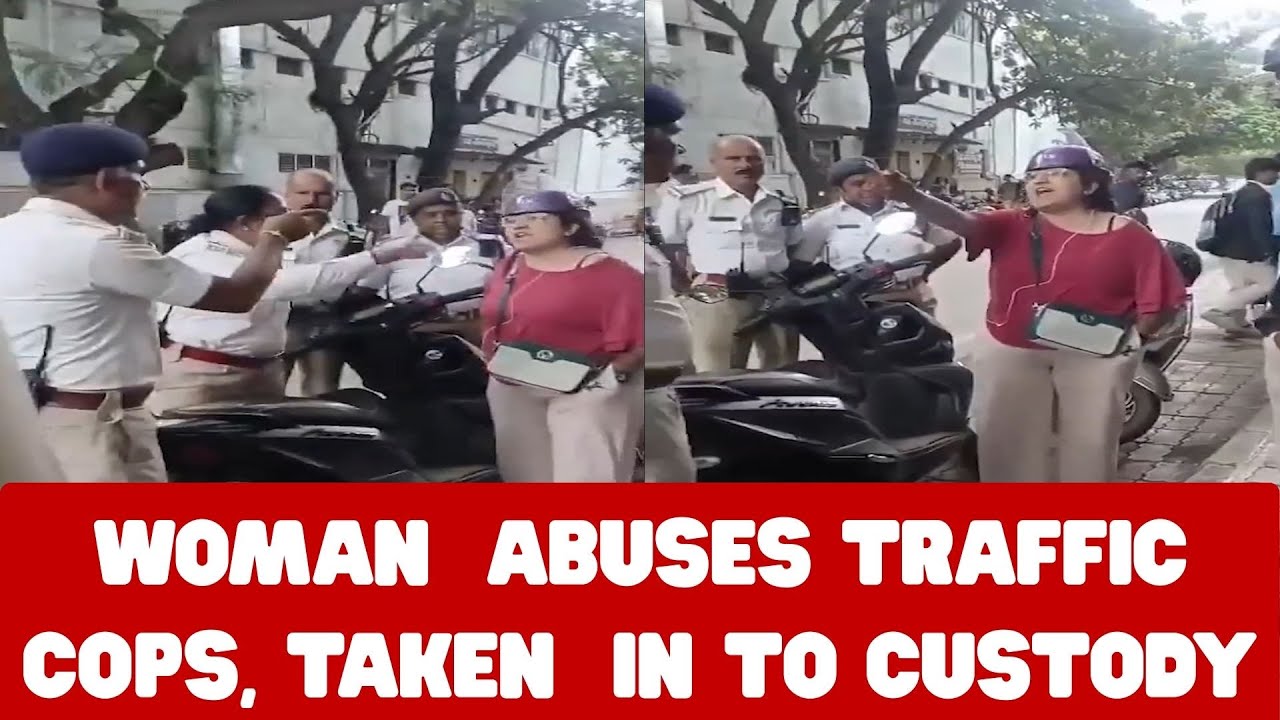 Bengaluru Woman Abuses Traffic Police in Yelahanka, Arrested #bengalurutraffic