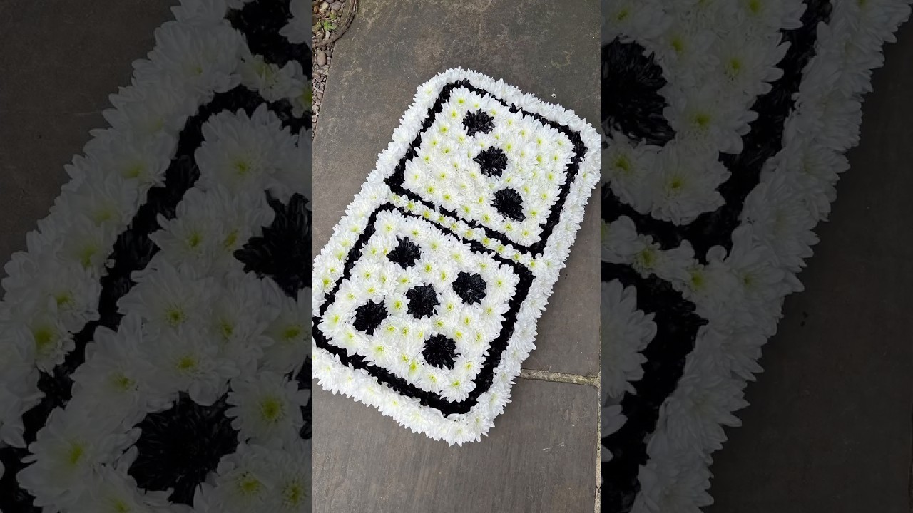 Creating a custom domino funeral tribute #floraltribute #funeralwreath #funeralflowers