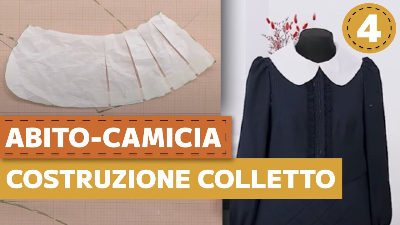 Abito camicia con gonna trapuntata. Costruzione colletto. Parte 4