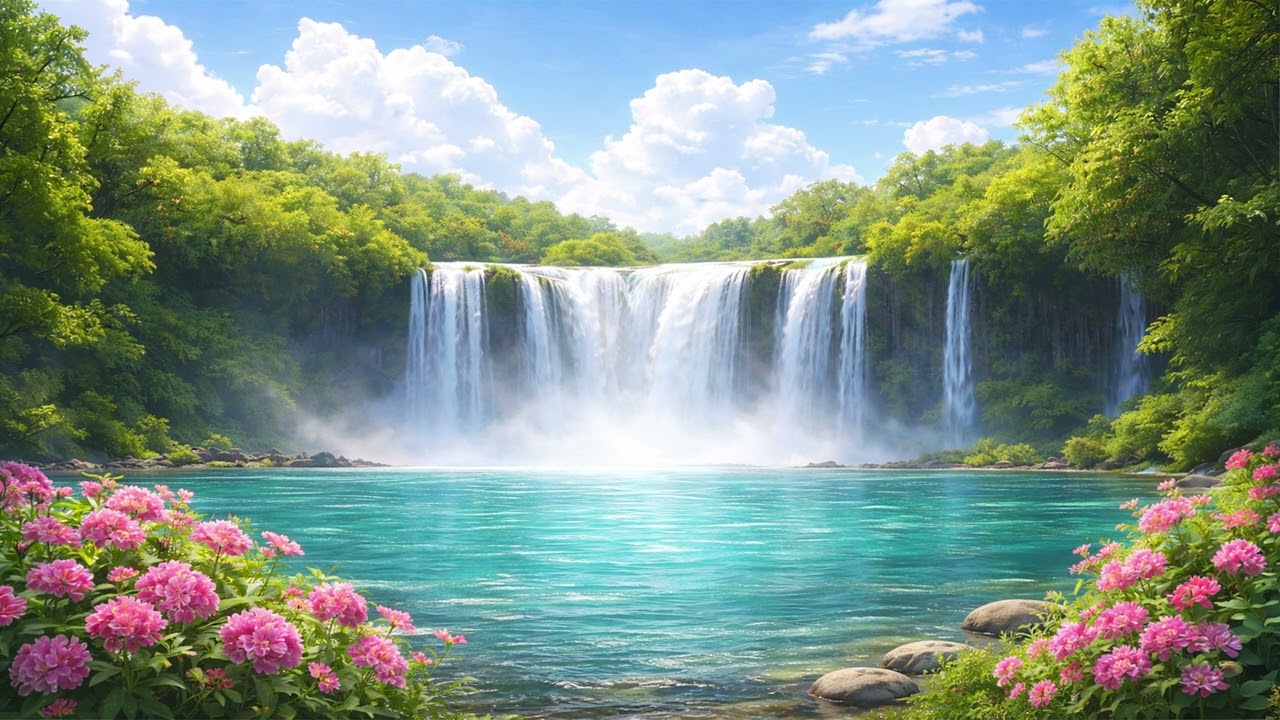 Peaceful Waterfall Nature 4K Meditation & Relaxation | طبيعة شلال هادئة  للتأمل والاسترخاء