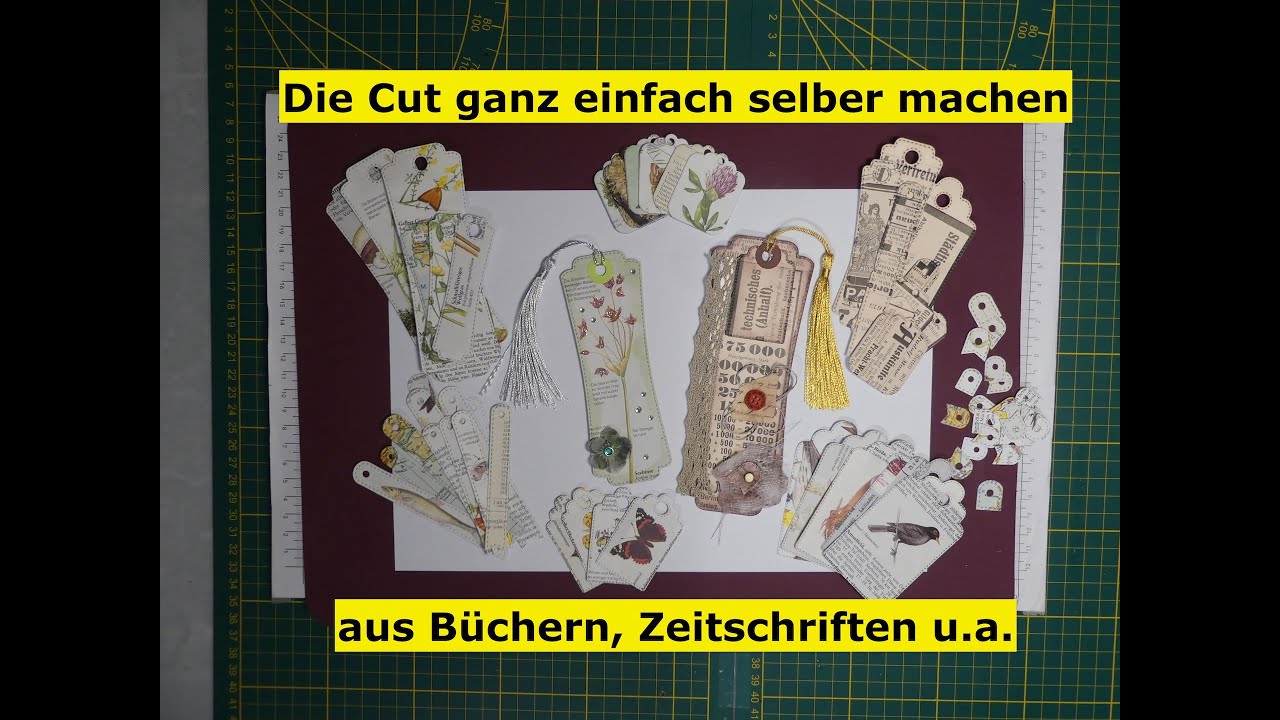 Die Cut ganz einfach selber machen aus Buchseiten, Zeitschriften, Geschenkpapier u s w
