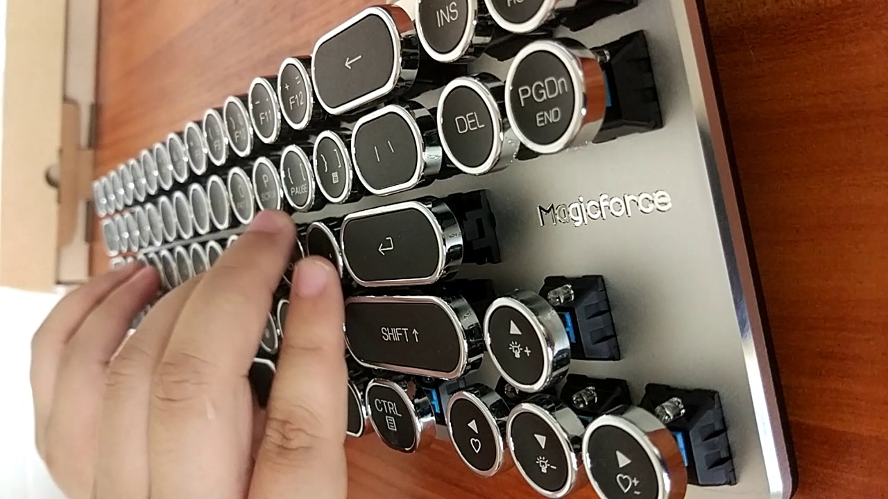 Magicforce 68 Keys Mini Mechanical Keyboard with steampunk typewriter keycaps