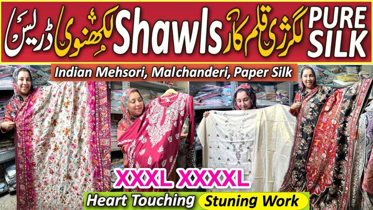 Pure Silk HandWork Shawls💃| New Indian Chikenkari Dresses | Haseen Mukaish Work Semi Stitched Suits.