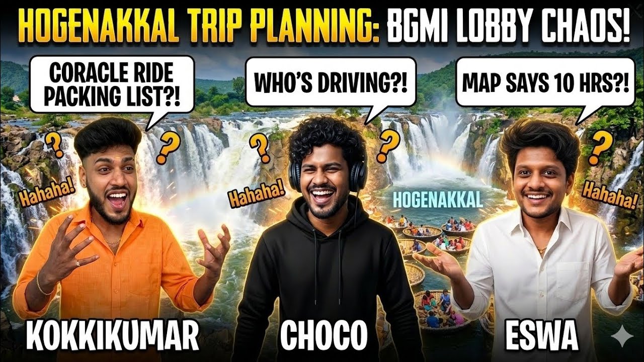 Hogenakkal Trip Planning 🤣 - Youtube Choco, Kokkikumar and Eswa Gaming 🤣 #madan #kokkikumaryt #bgmi 