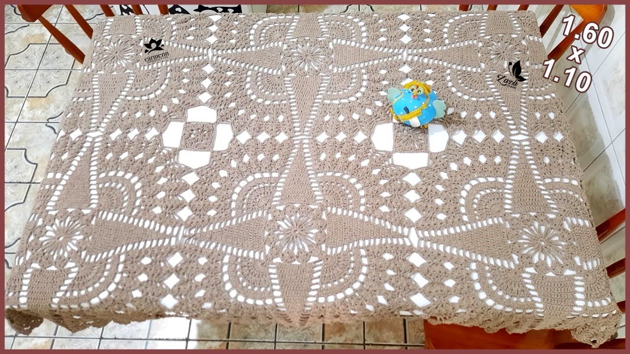 Square em Croch&ecirc; Julia para Colcha Almofada ou Toalha de Mesa Quadrada ou Retangular